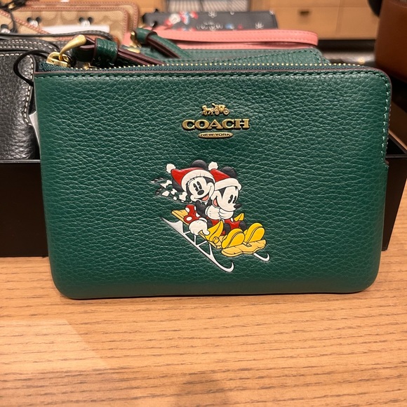 NWT Disney X Coach Corner Zip Wristlet Wallet Clutch With Sled Motif - Picture 3 of 5